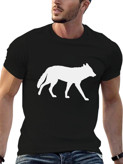 Camiseta Negra con Silueta de Lobo Blanco