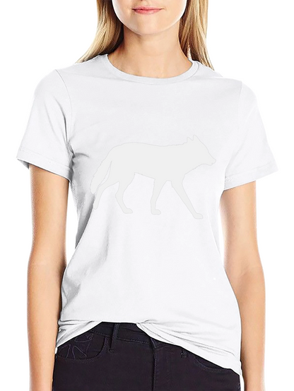 Camiseta Negra con Silueta de Lobo Blanco