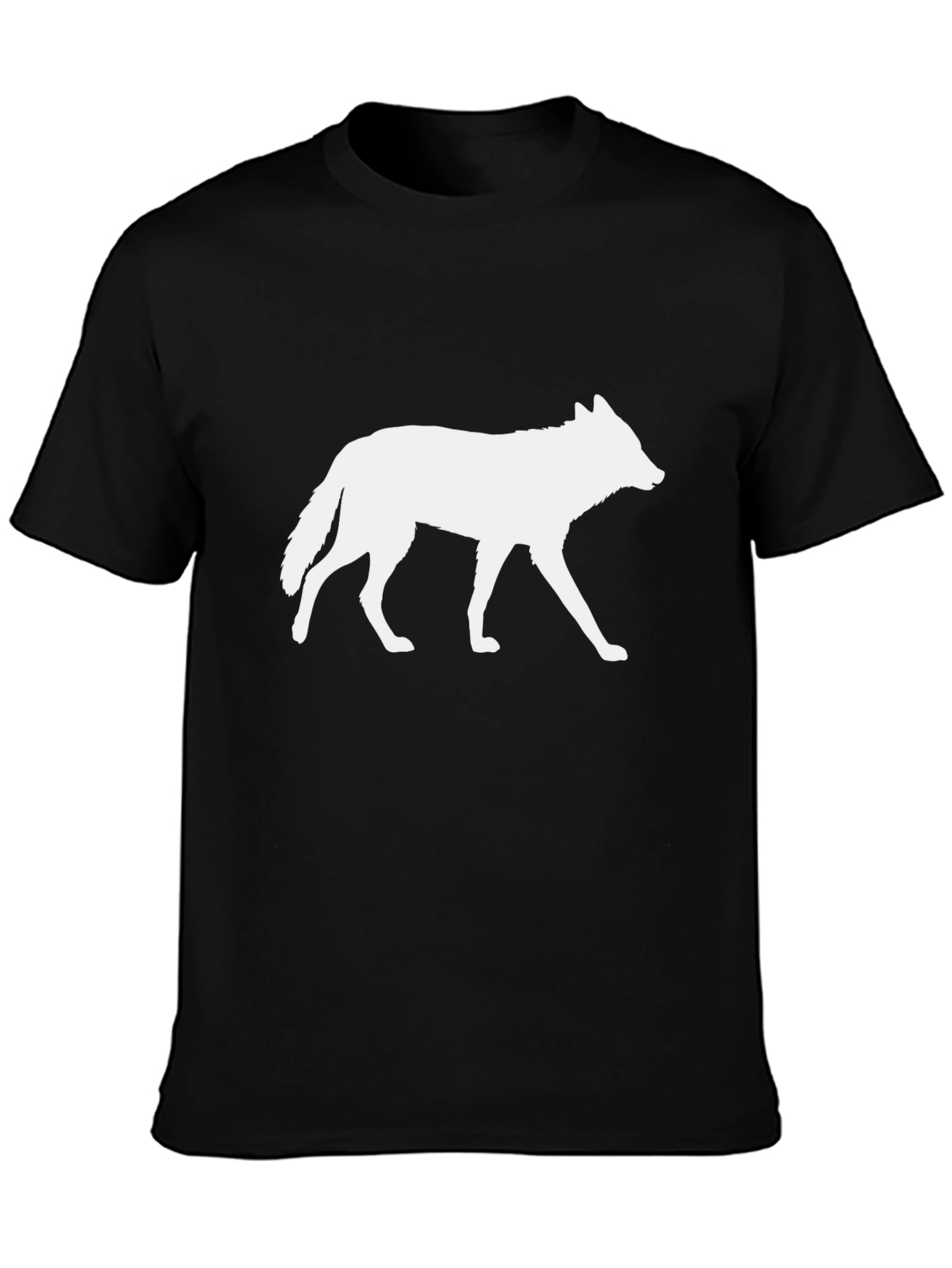 Camiseta Negra con Silueta de Lobo Blanco