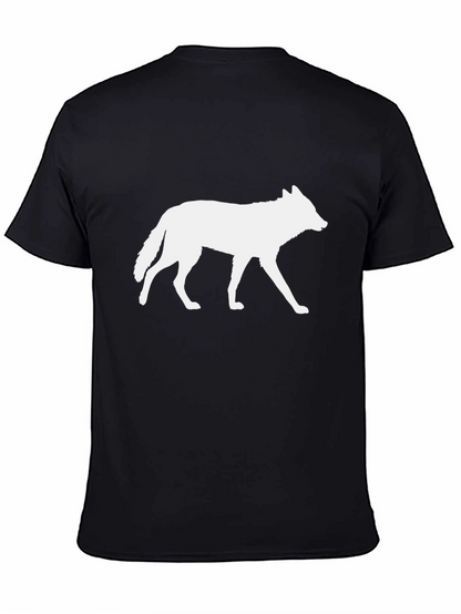 Camiseta Negra con Silueta de Lobo Blanco
