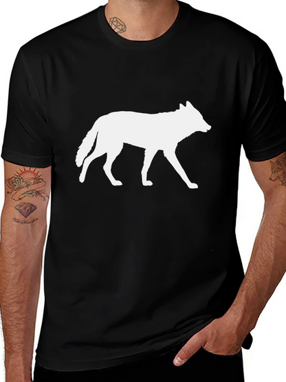 Camiseta Negra con Silueta de Lobo Blanco