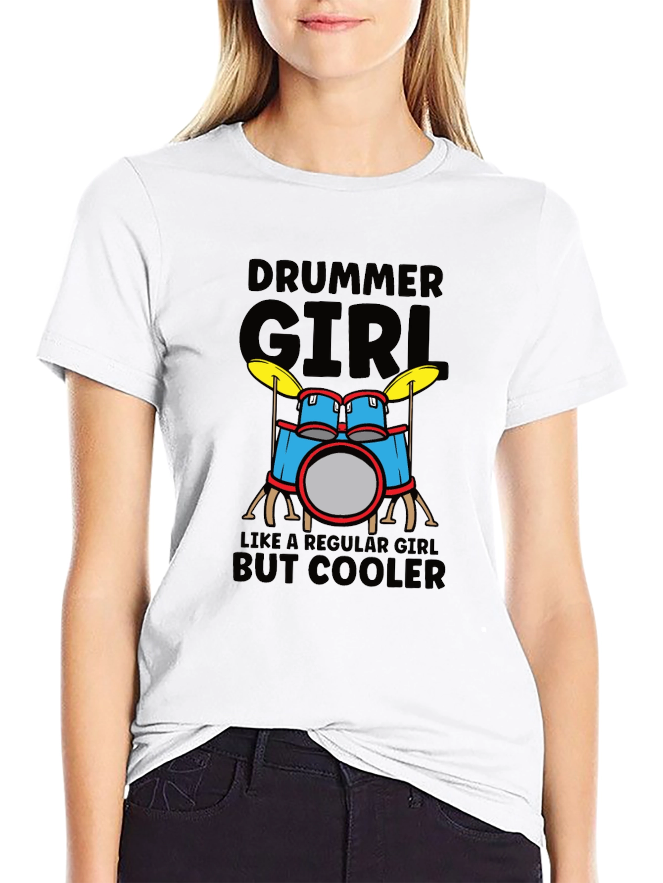 Camiseta Negra Drummer Girl But Cooler