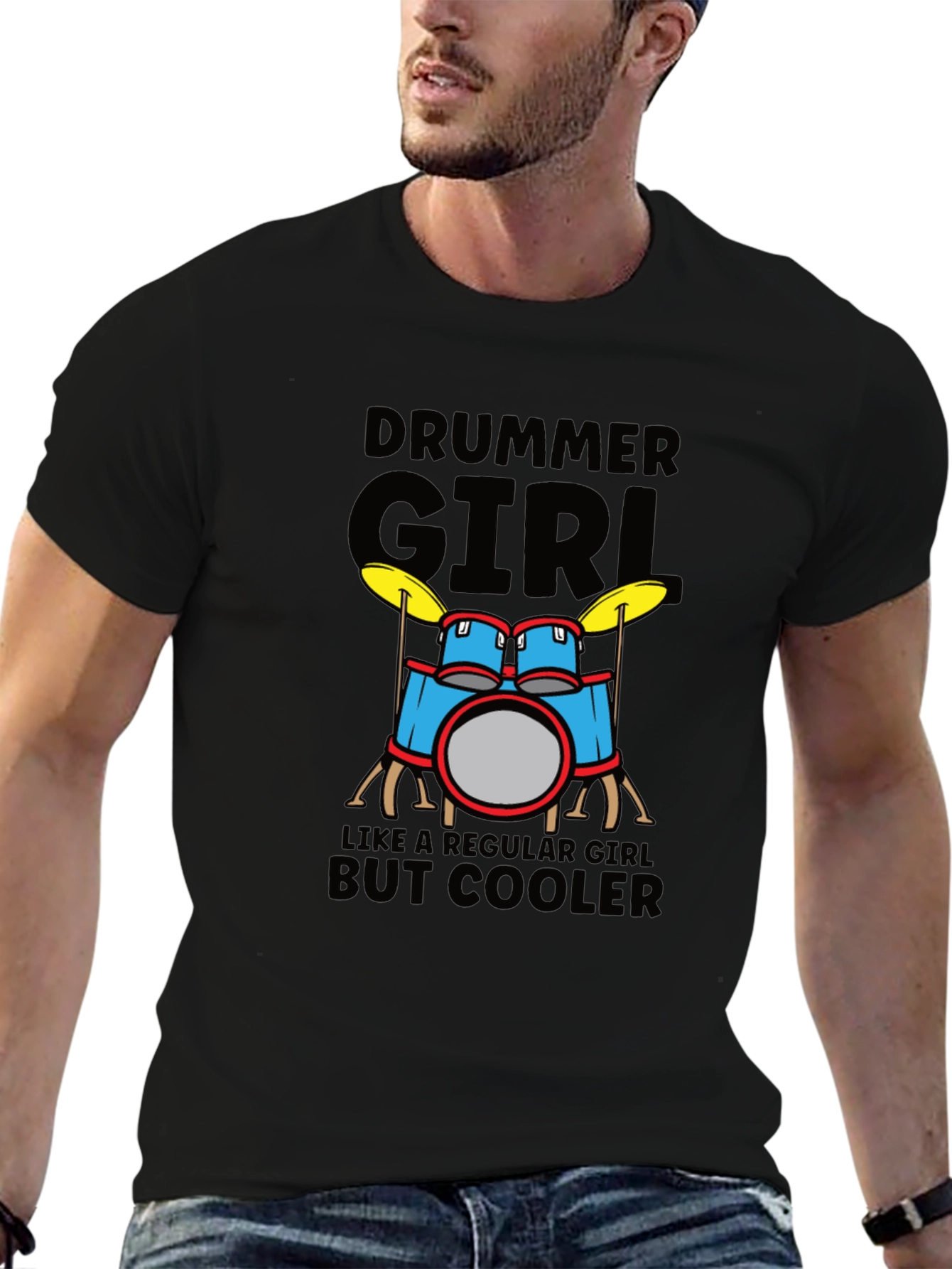 Camiseta Negra Drummer Girl But Cooler
