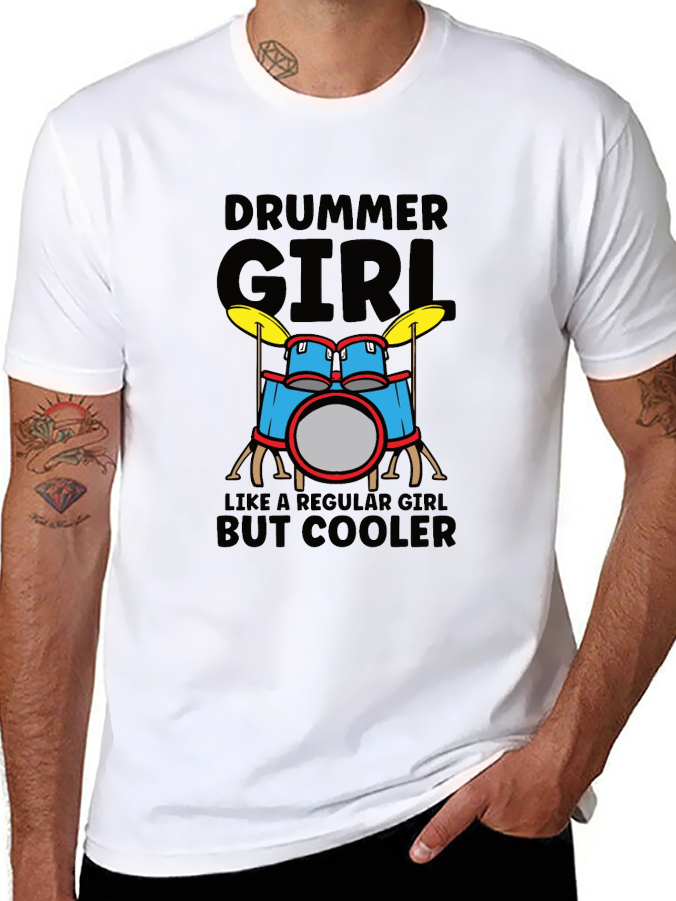 Camiseta Negra Drummer Girl But Cooler