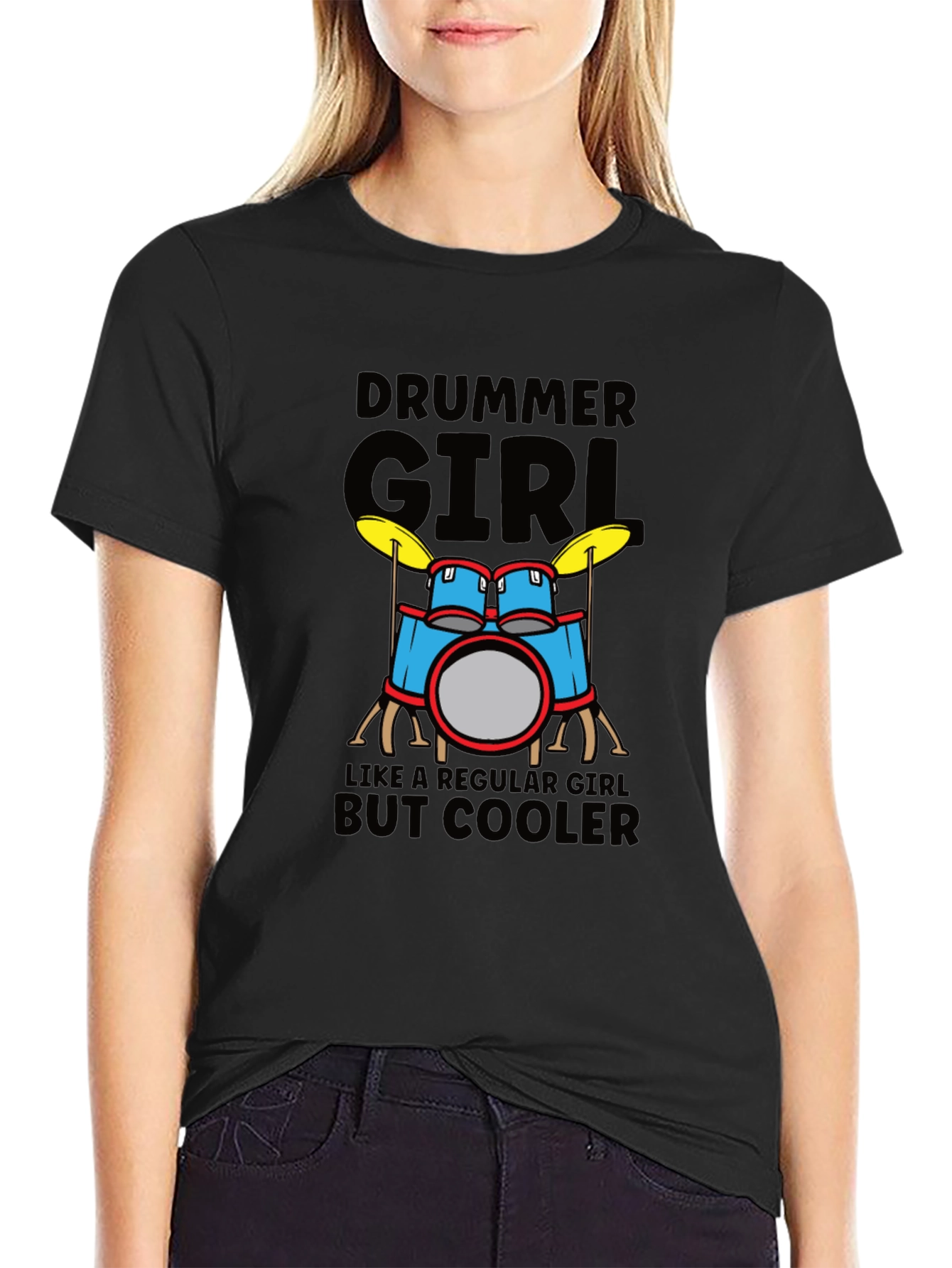 Camiseta Negra Drummer Girl But Cooler