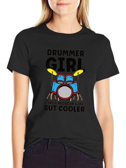 Camiseta Negra Drummer Girl But Cooler