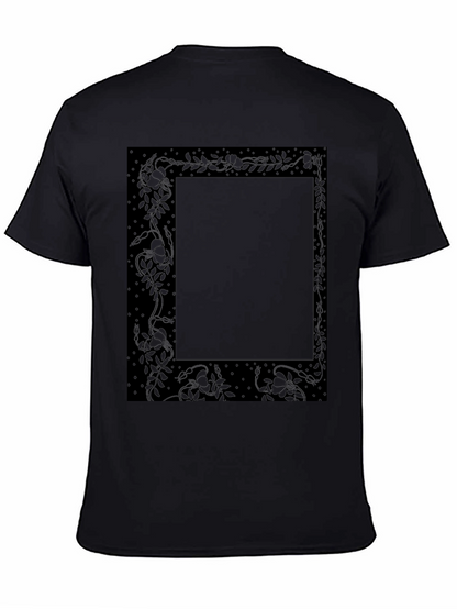 Camiseta Negra Estampada Floral Elegante