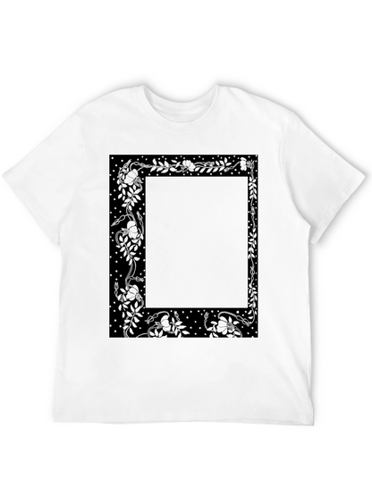 Camiseta Negra Estampada Floral Elegante