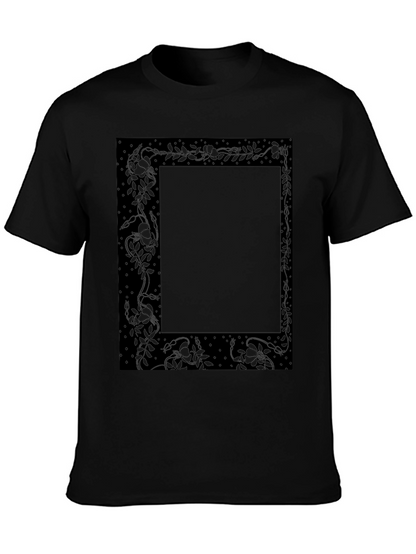 Camiseta Negra Estampada Floral Elegante