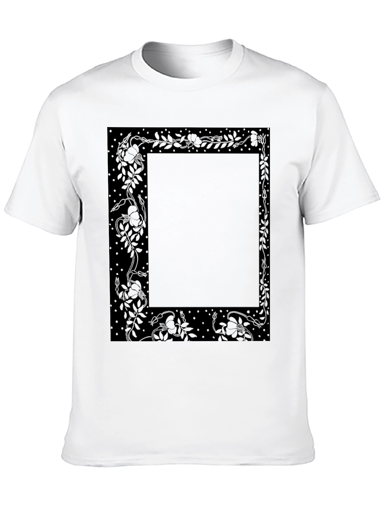 Camiseta Negra Estampada Floral Elegante