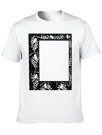 Camiseta Negra Estampada Floral Elegante