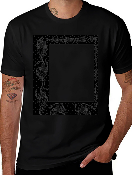 Camiseta Negra Estampada Floral Elegante