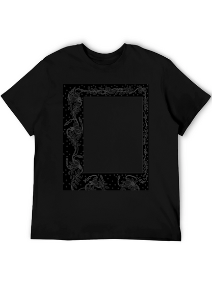 Camiseta Negra Estampada Floral Elegante