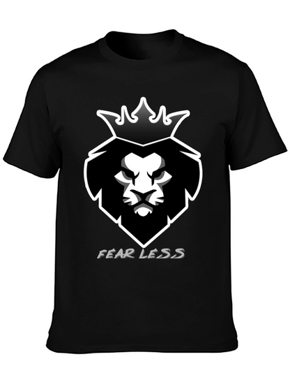 Camiseta Negra Hombre León Corona Fearless