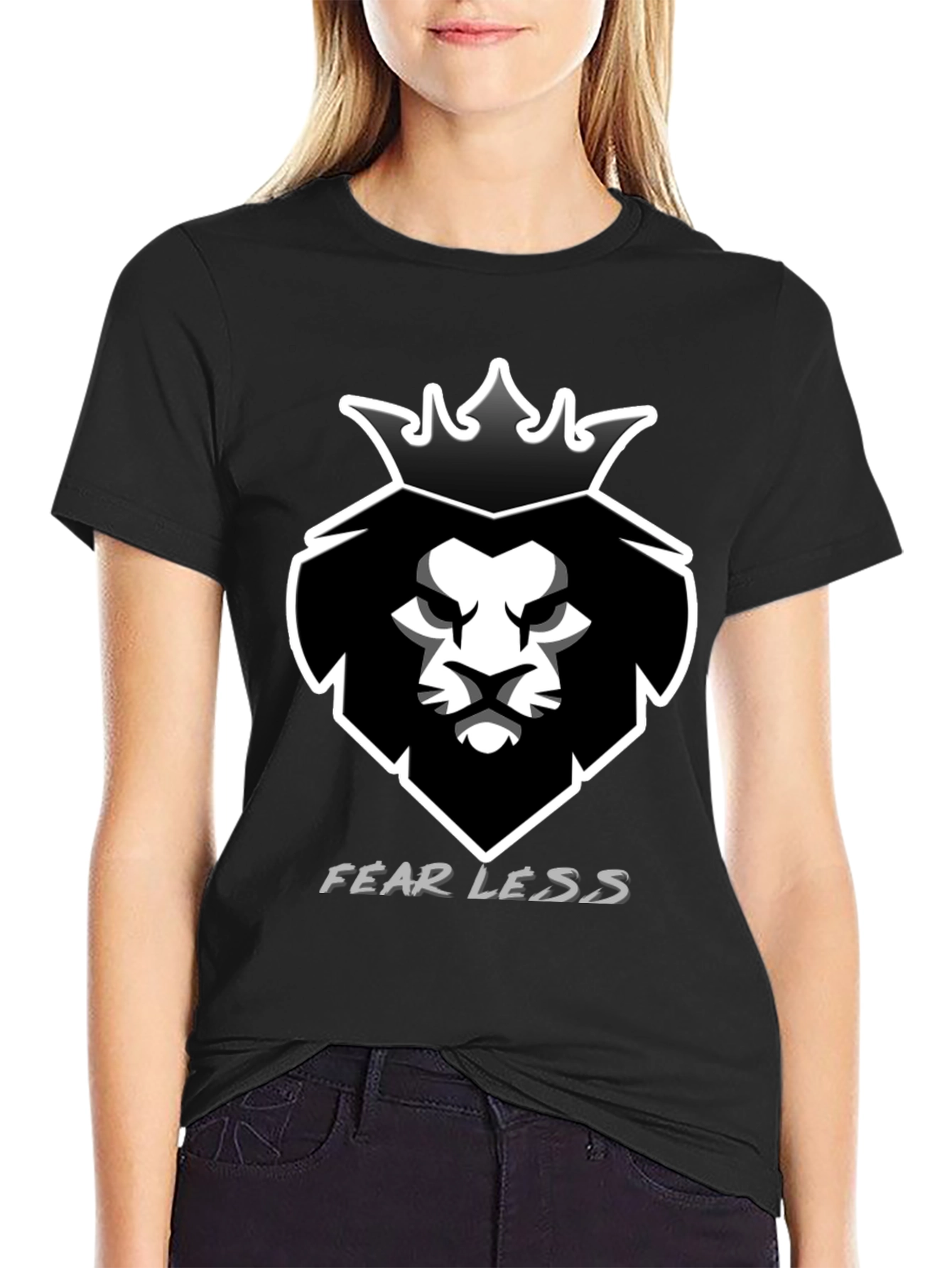 Camiseta Negra Hombre León Corona Fearless
