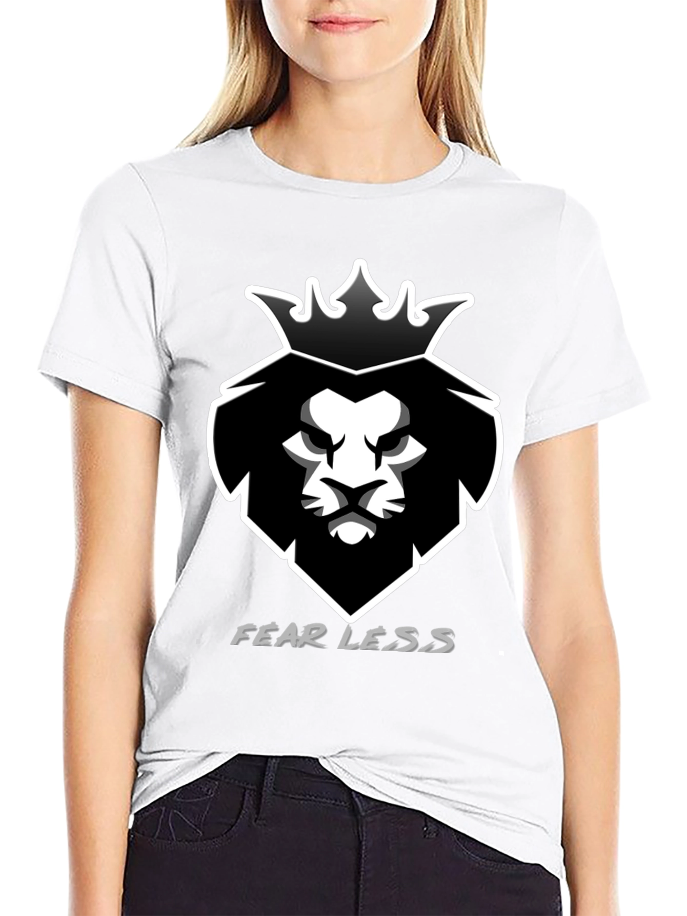 Camiseta Negra Hombre León Corona Fearless