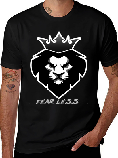 Camiseta Negra Hombre León Corona Fearless