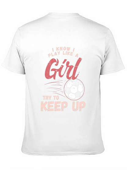Camiseta Negra Deportiva con Diseño de Fútbol Femenino