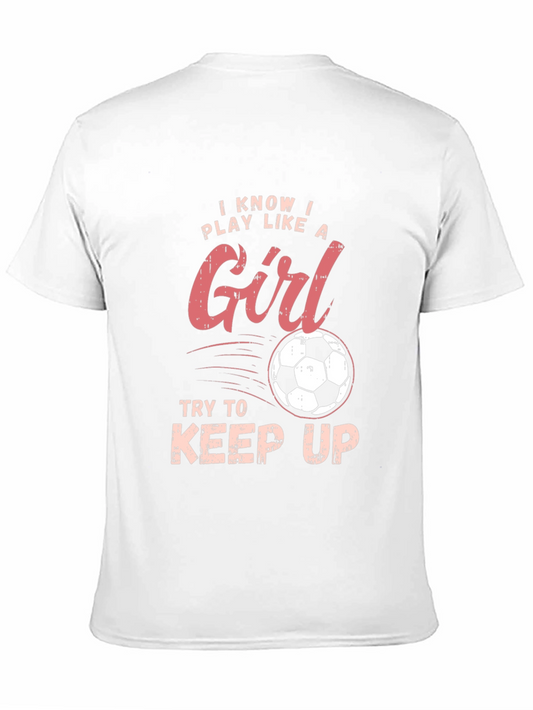 Camiseta Negra Deportiva con Diseño de Fútbol Femenino