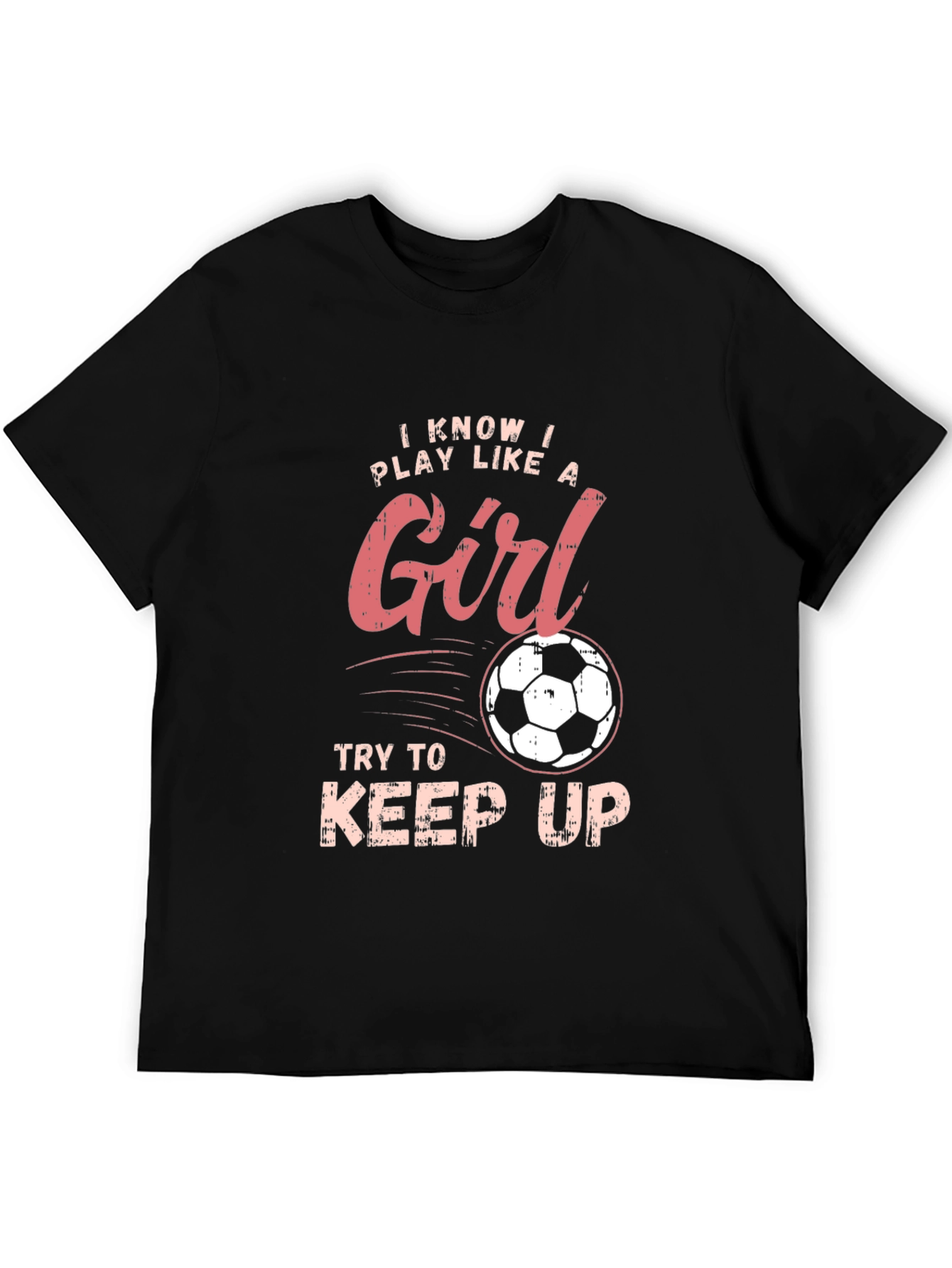 Camiseta Negra Deportiva con Diseño de Fútbol Femenino