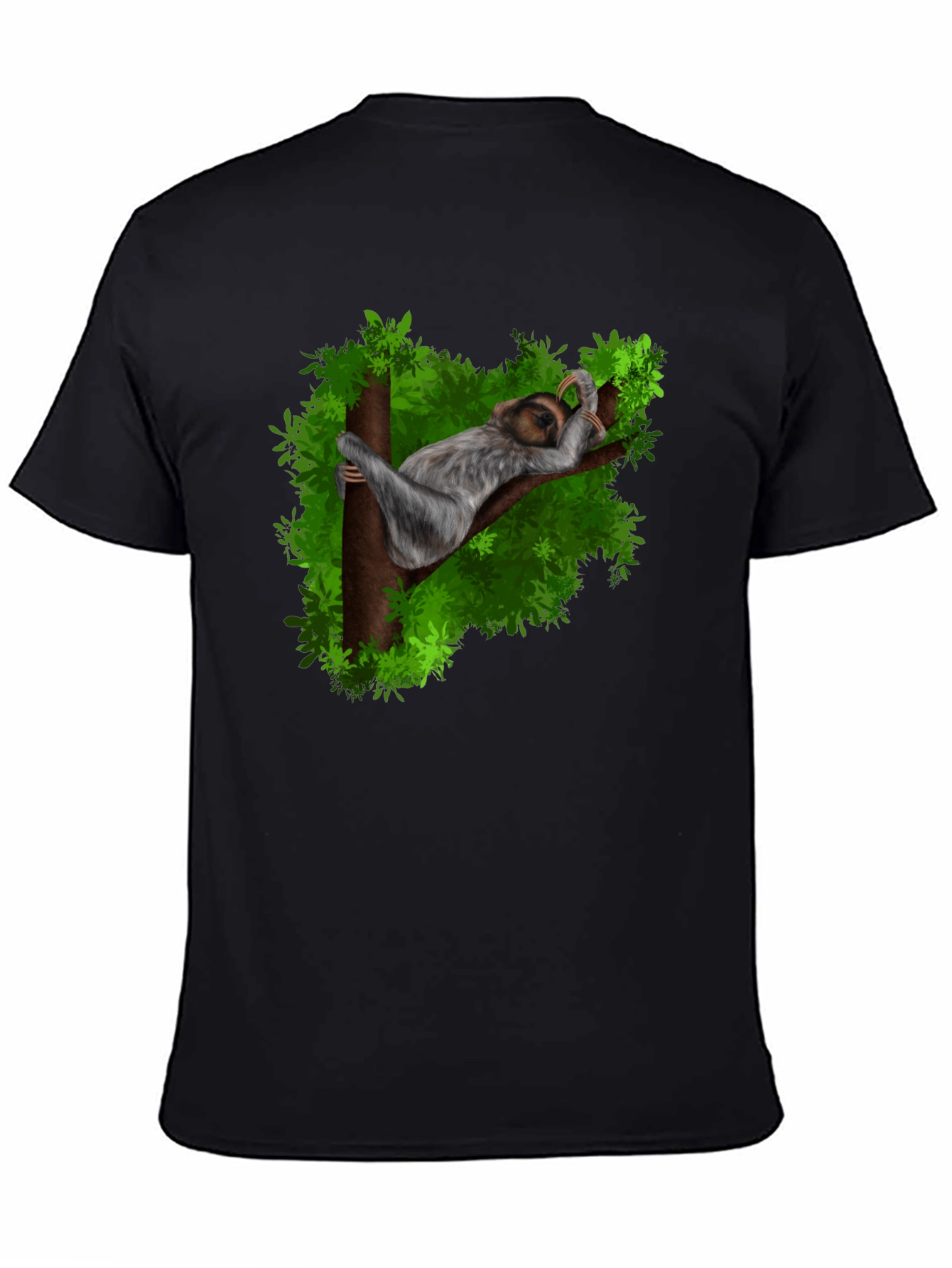 Camiseta Negra con Diseño de Perezoso Durmiendo