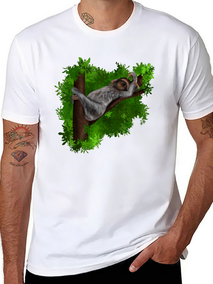 Camiseta Negra con Diseño de Perezoso Durmiendo