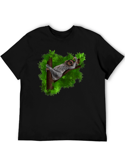Camiseta Negra con Diseño de Perezoso Durmiendo