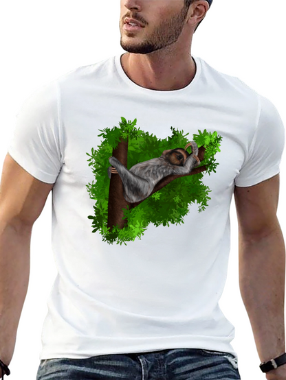 Camiseta Negra con Diseño de Perezoso Durmiendo