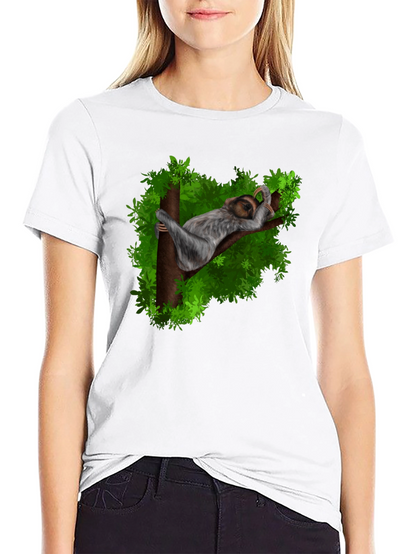 Camiseta Negra con Diseño de Perezoso Durmiendo