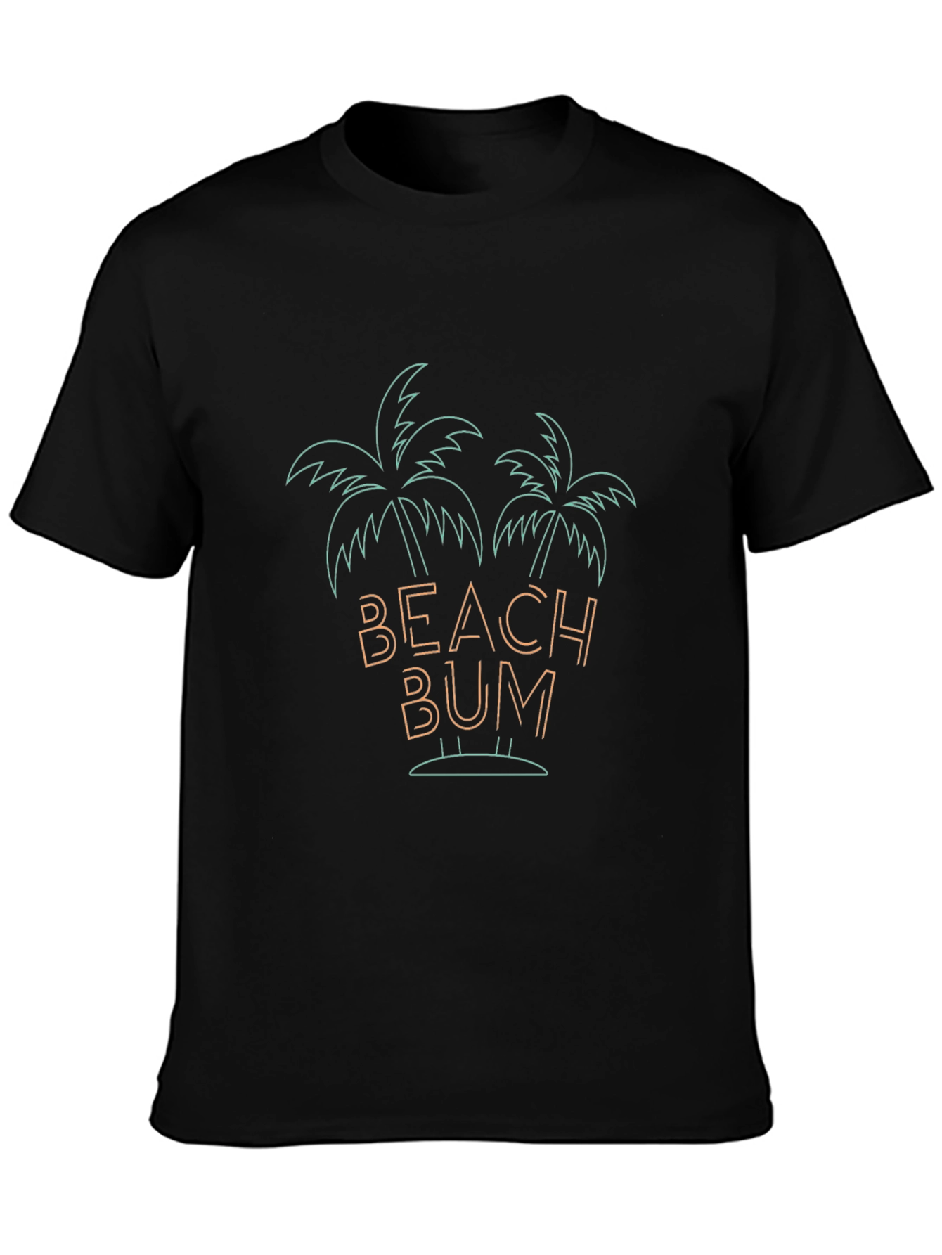 Camiseta Negra Beach Bum con Diseño Tropical