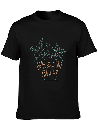 Camiseta Negra Beach Bum con Diseño Tropical