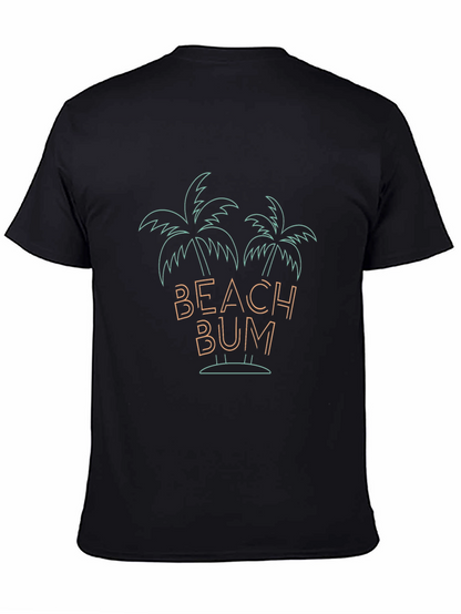 Camiseta Negra Beach Bum con Diseño Tropical