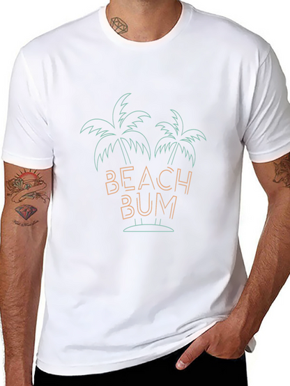 Camiseta Negra Beach Bum con Diseño Tropical