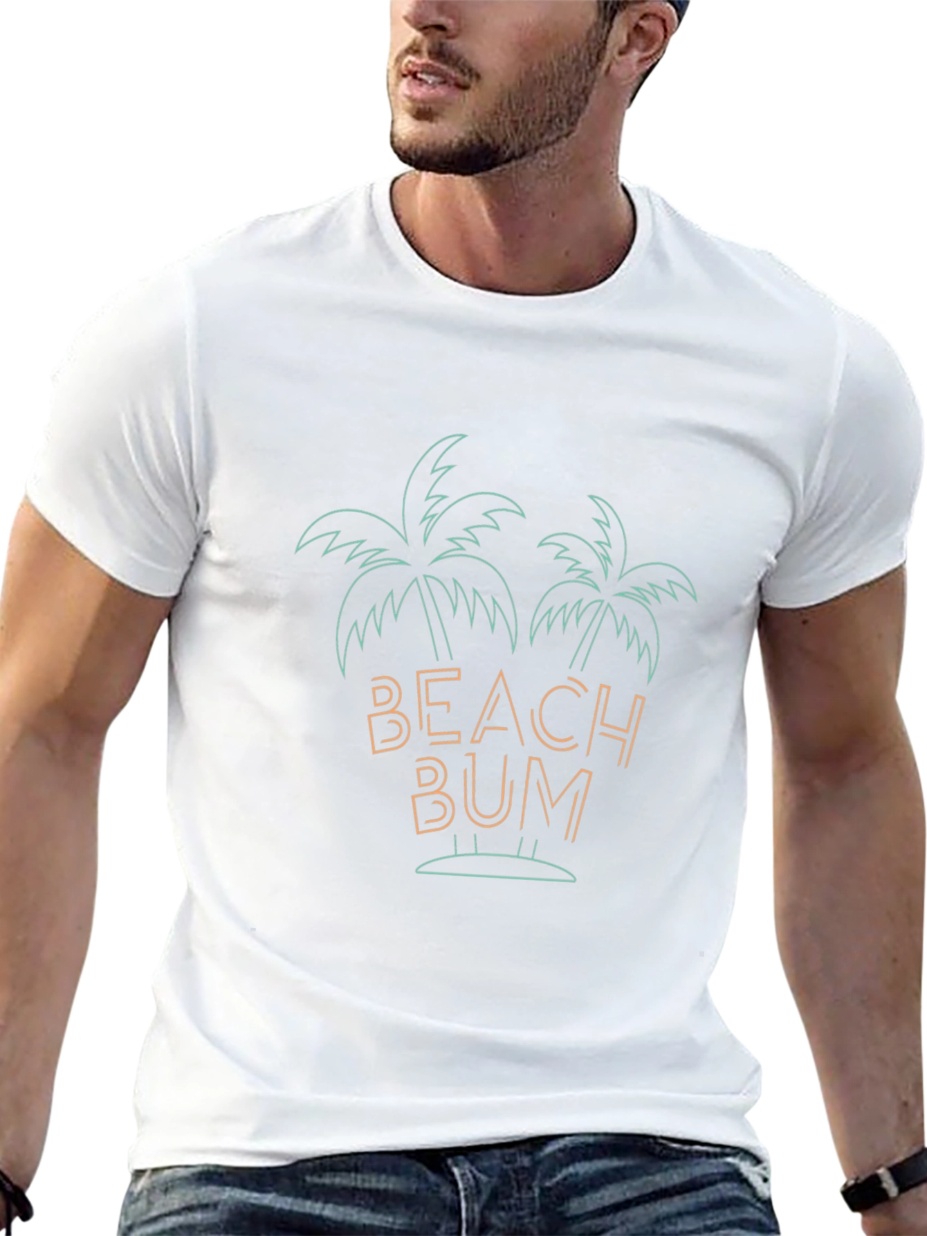 Camiseta Negra Beach Bum con Diseño Tropical