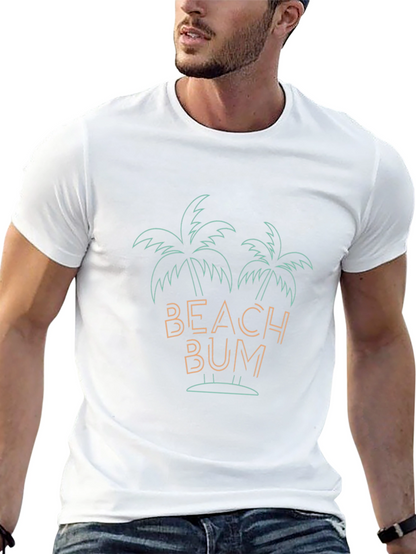 Camiseta Negra Beach Bum con Diseño Tropical