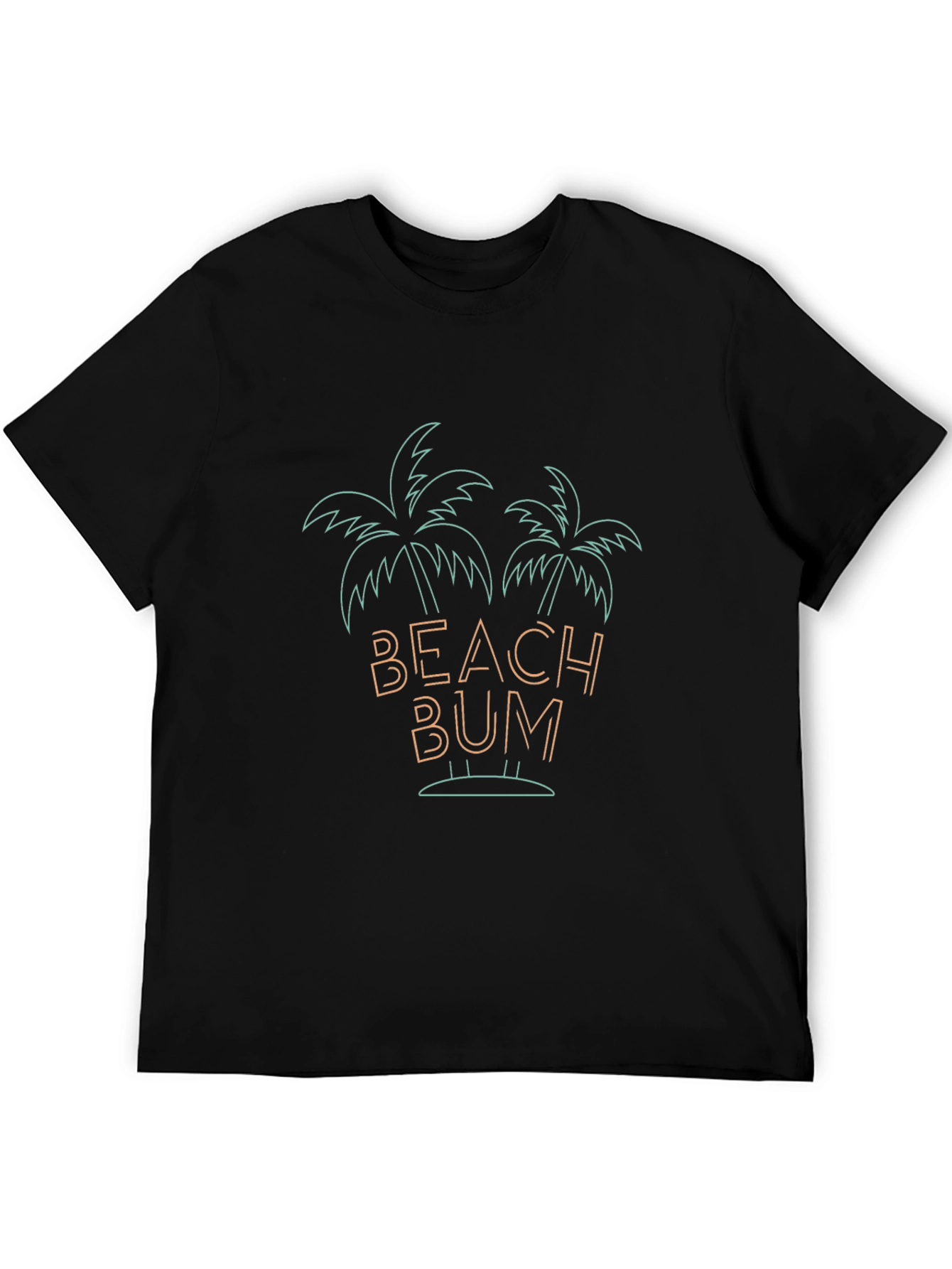 Camiseta Negra Beach Bum con Diseño Tropical
