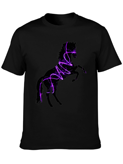 Camiseta Negra con Diseño de Caballo Eléctrico