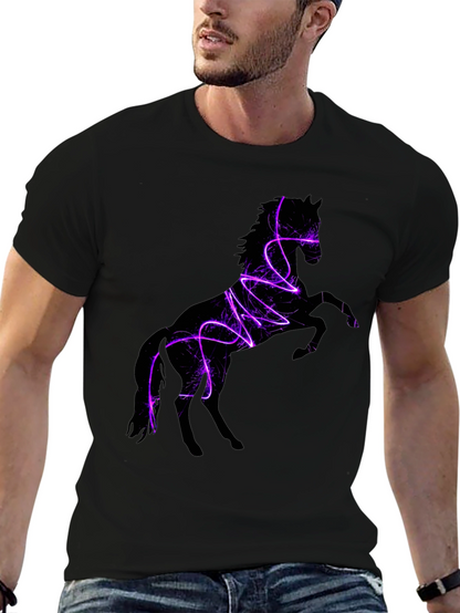Camiseta Negra con Diseño de Caballo Eléctrico