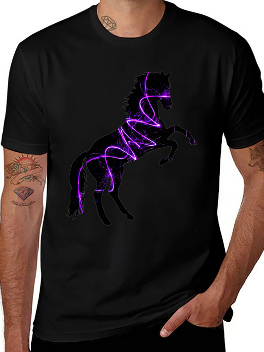 Camiseta Negra con Diseño de Caballo Eléctrico