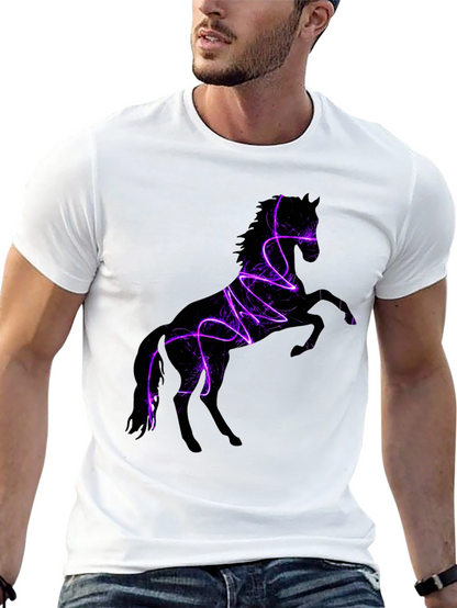 Camiseta Negra con Diseño de Caballo Eléctrico
