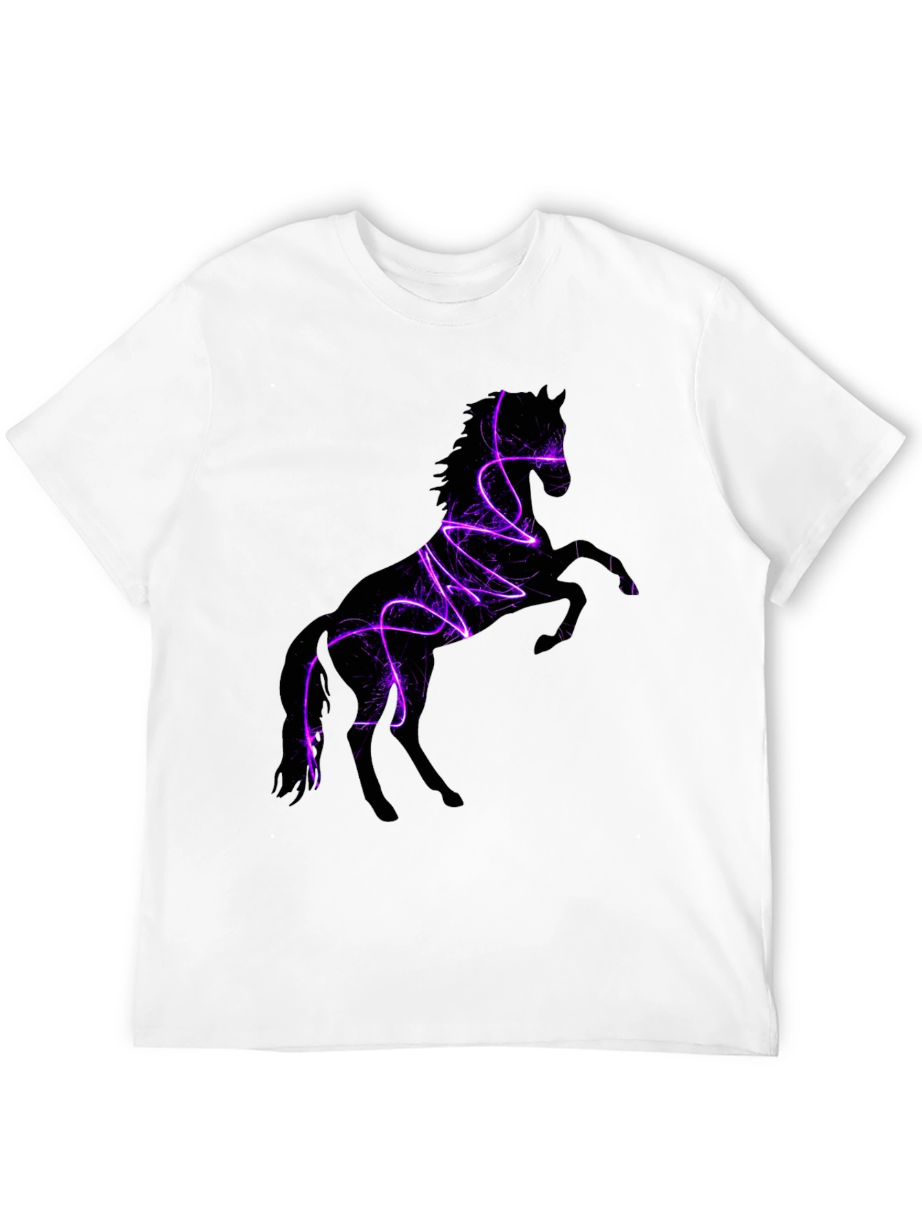 Camiseta Negra con Diseño de Caballo Eléctrico