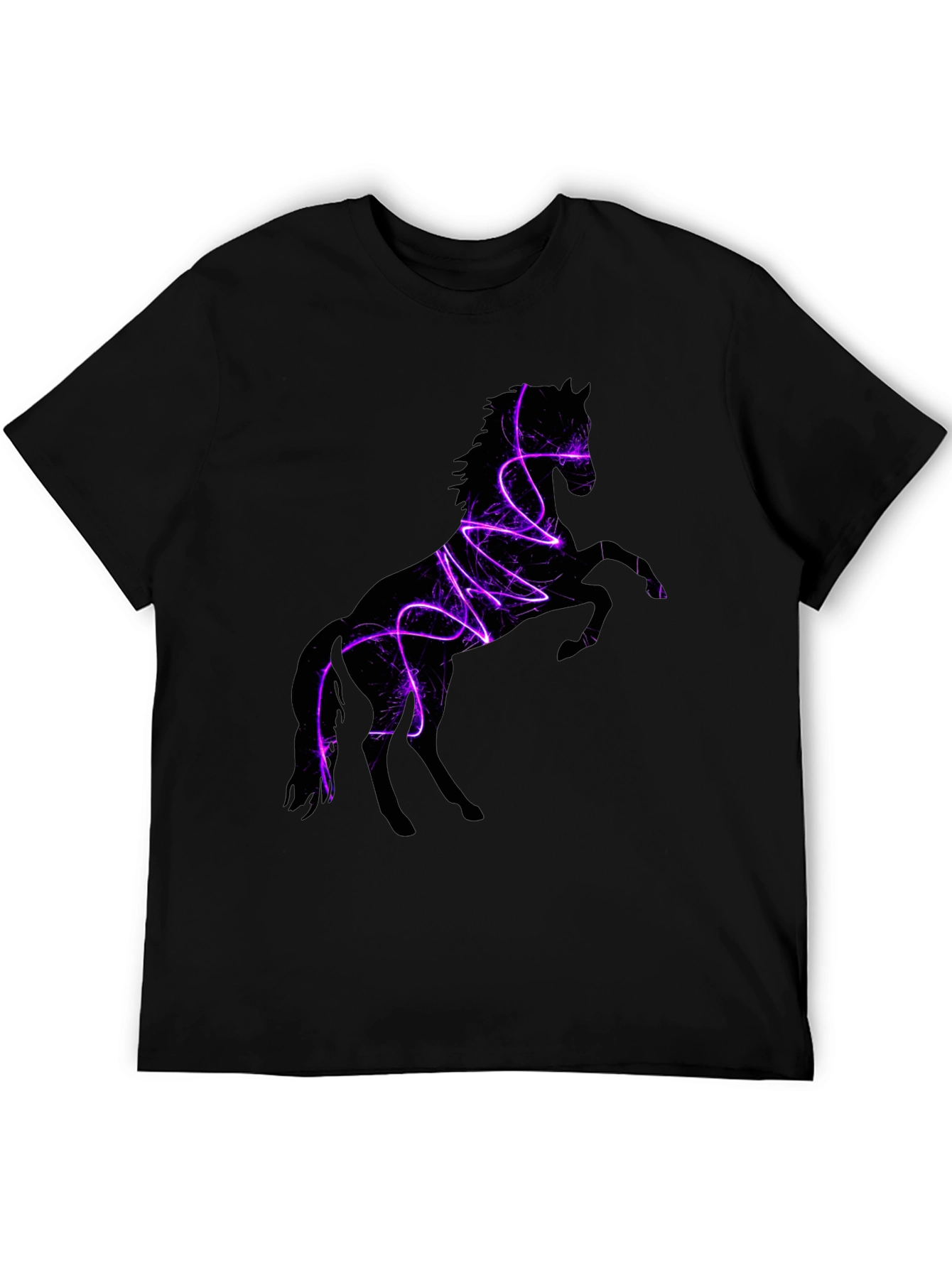 Camiseta Negra con Diseño de Caballo Eléctrico