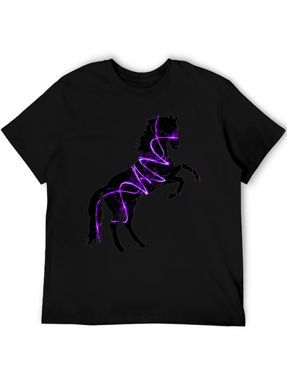 Camiseta Negra con Diseño de Caballo Eléctrico