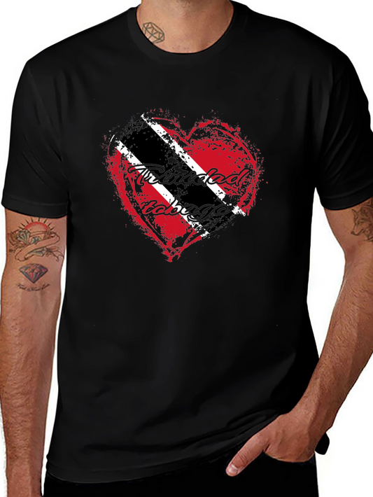 Camiseta Negra con Corazón de Trinidad y Tobago