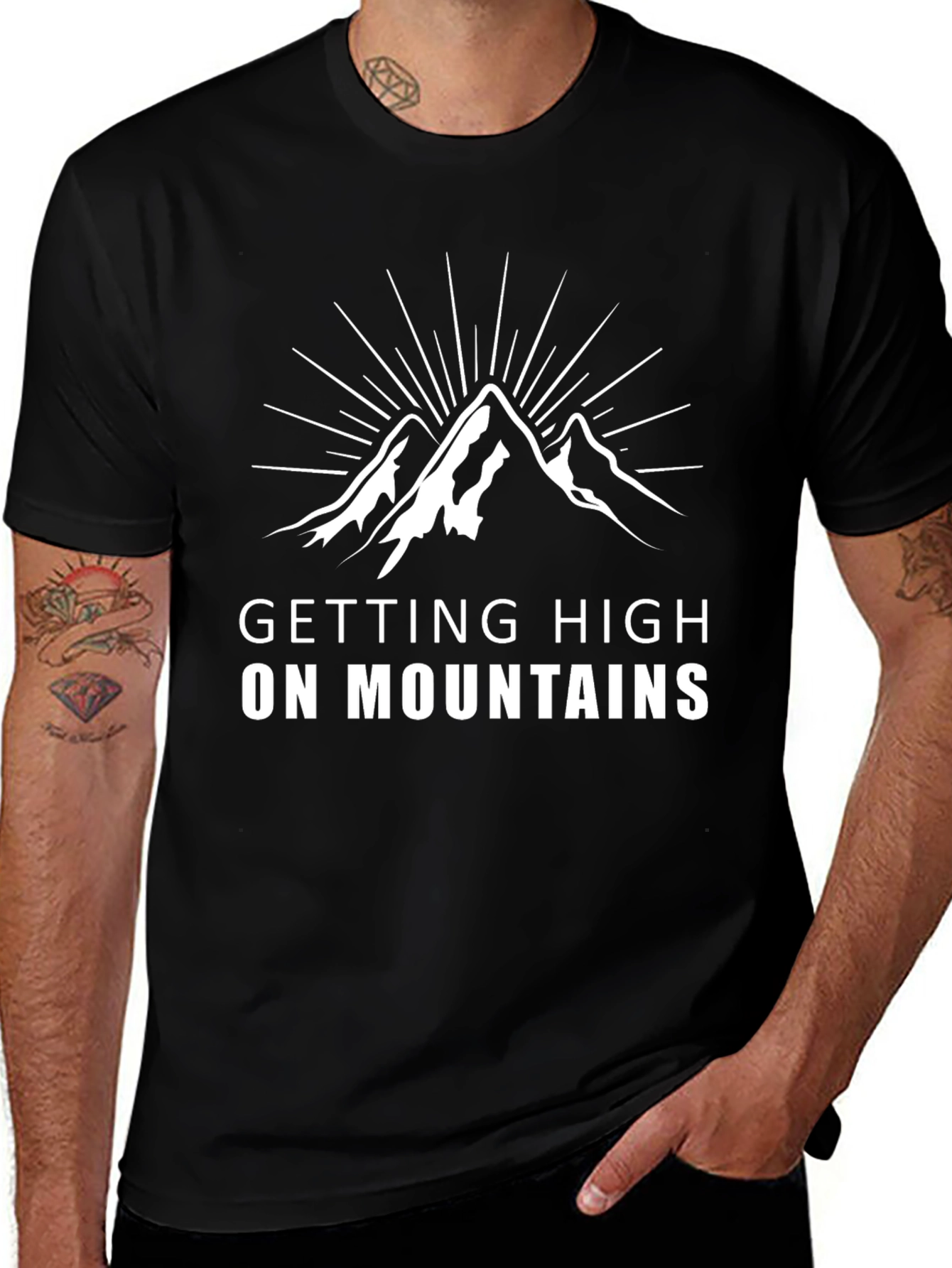 Camiseta Negra Getting High on Mountains