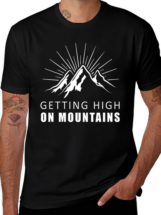 Camiseta Negra Getting High on Mountains