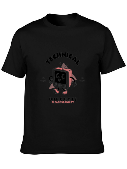 Camiseta Negra con Diseño Retro Technical Difficulties