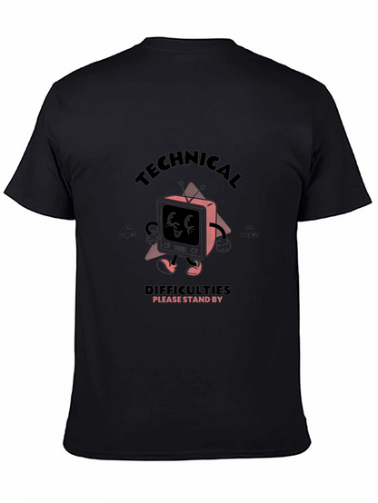 Camiseta Negra con Diseño Retro Technical Difficulties