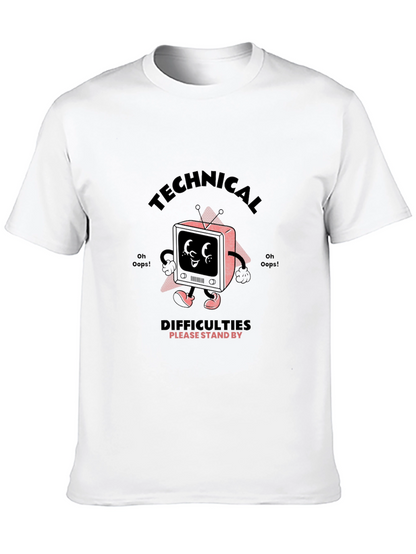 Camiseta Negra con Diseño Retro Technical Difficulties