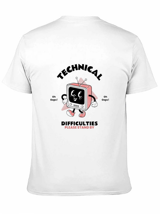 Camiseta Negra con Diseño Retro Technical Difficulties